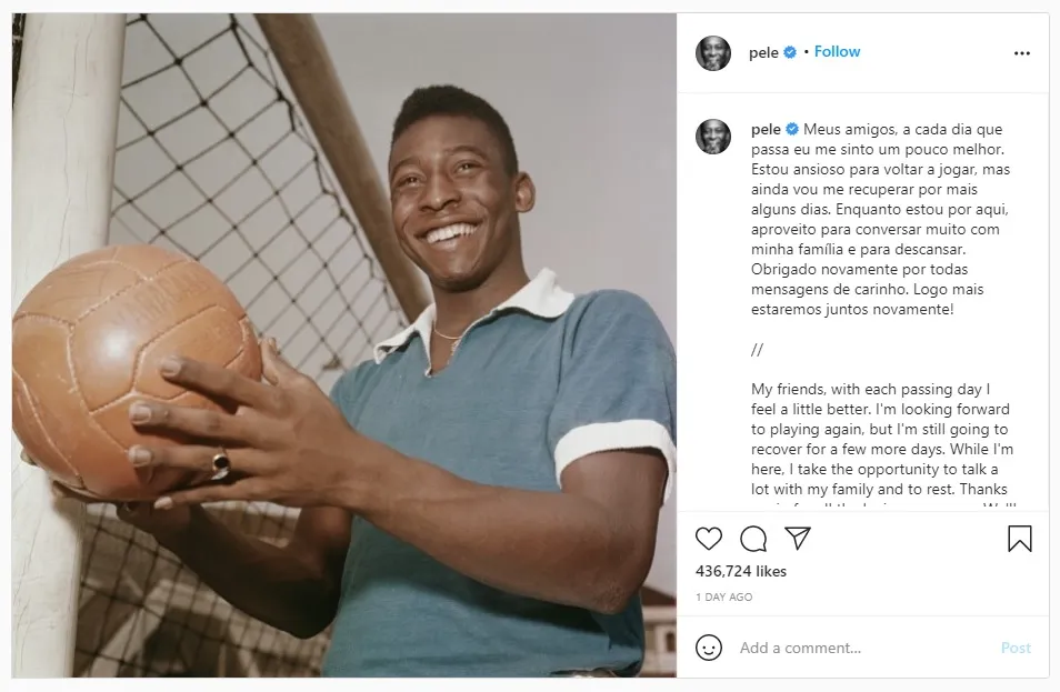 Pele trấn an người hâm mộ sau ca phẫu thuật - Ảnh 1. Pele trấn an người hâm mộ sau ca phẫu thuật - Ảnh 1.