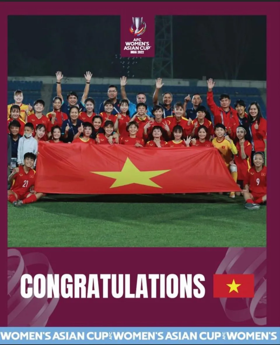 AFC gửi thư chúc mừng đội tuyển nữ Việt Nam giành vé vào vòng chung kết Asian Cup 2022 - Ảnh 1. AFC gửi thư chúc mừng đội tuyển nữ Việt Nam giành vé vào vòng chung kết Asian Cup 2022 - Ảnh 1.