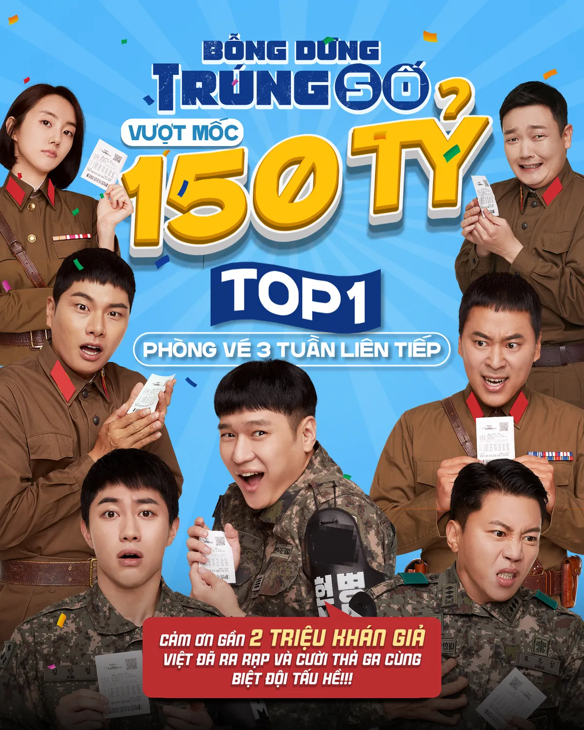 Bỗng Dưng Tr&uacute;ng Số vượt mốc doanh thu 150 tỷ, d&agrave;n diễn vi&ecirc;n  gửi lời cảm ơn kh&aacute;n giả Việt Nam - Ảnh 1.