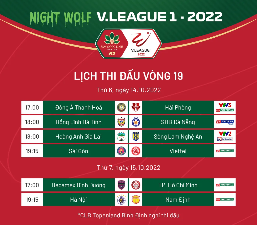 Lịch thi đấu & trực tiếp vòng 19 V.League 2022: Tâm điểm HAGL - SLNA - Ảnh 1. Lịch thi đấu & trực tiếp vòng 19 V.League 2022: Tâm điểm HAGL - SLNA - Ảnh 1.