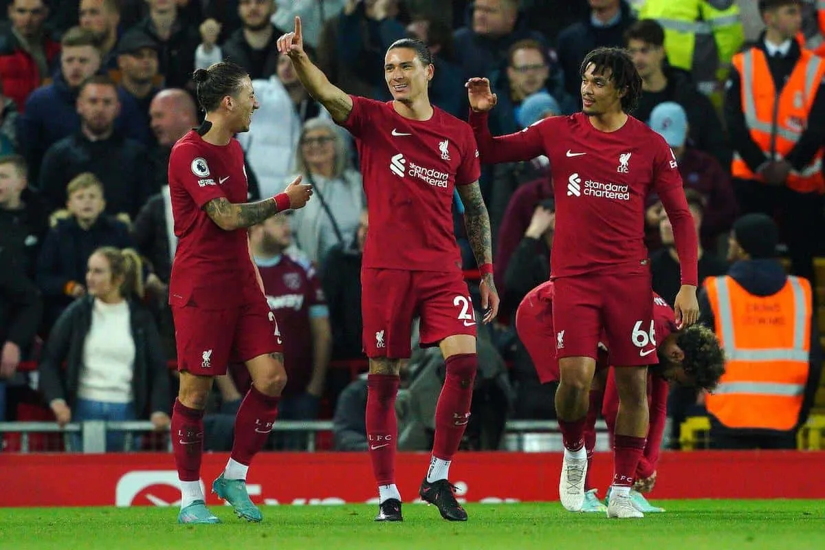 Nunez lập công, Liverpool thắng tối thiểu trước West Ham - Ảnh 1. Nunez lập công, Liverpool thắng tối thiểu trước West Ham - Ảnh 1.