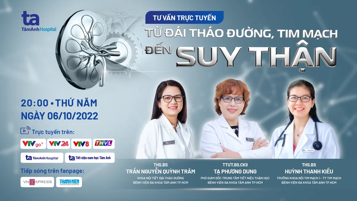 Tư vấn trực tuyến: Từ đái tháo đường - tim mạch đến suy thận - Ảnh 1. Tư vấn trực tuyến: Từ đái tháo đường - tim mạch đến suy thận - Ảnh 1.