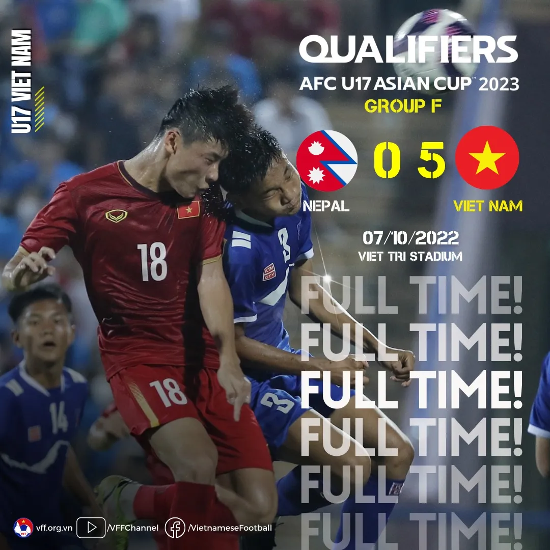 Thắng cách biệt U17 Nepal, U17 Việt Nam lấy lại ngôi đầu bảng F của Thái Lan - Ảnh 1. Thắng cách biệt U17 Nepal, U17 Việt Nam lấy lại ngôi đầu bảng F của Thái Lan - Ảnh 1.