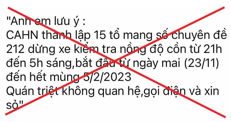 Công an TP Hà Nội bác thông tin Hà Nội lập 15 tổ kiểm tra nồng độ cồn, không xin xỏ - Ảnh 1.