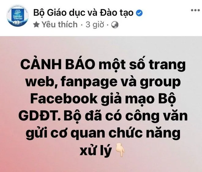 Cảnh báo một số trang web, fanpage giả mạo cơ quan của Bộ Giáo dục và Đào tạo - Ảnh 1.