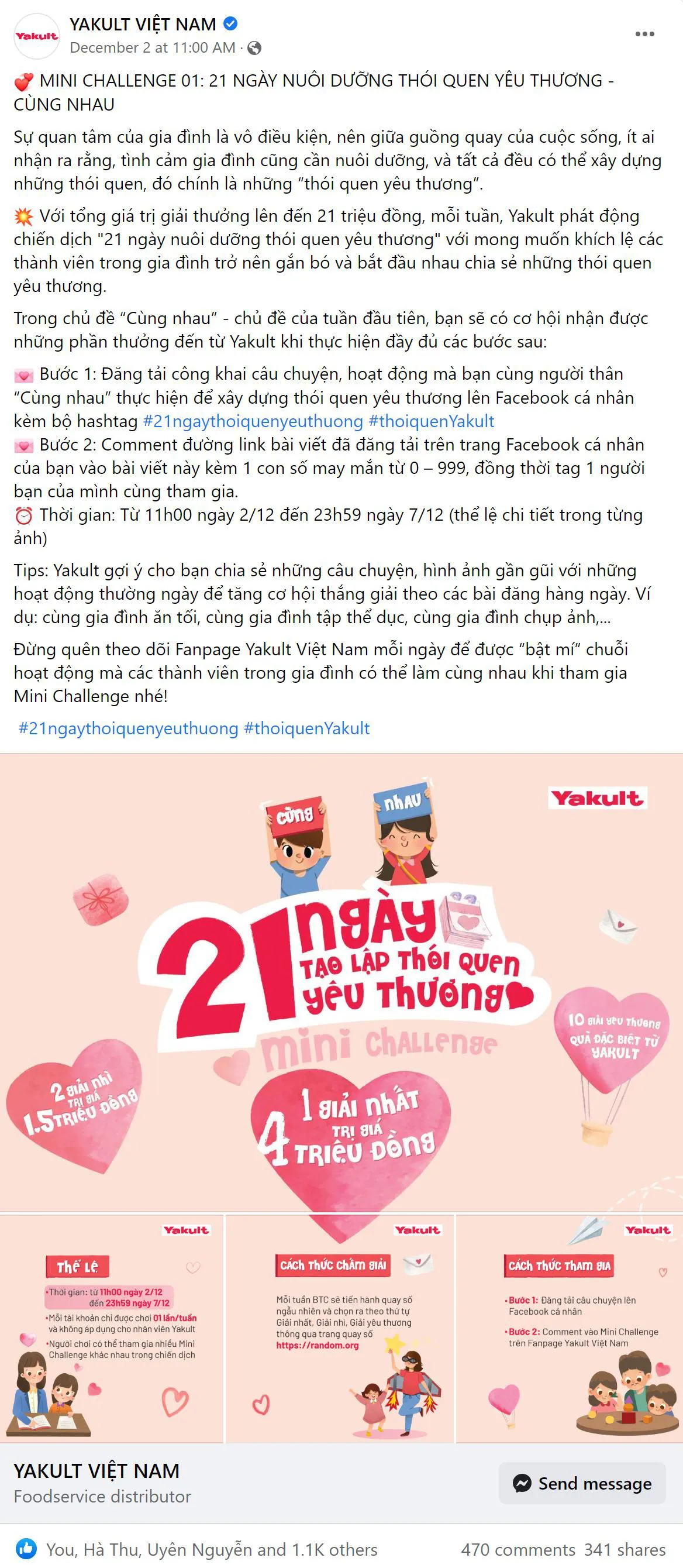 Yakult phát động thử thách 21 Ngày tạo lập thói quen yêu thương - Ảnh 2.