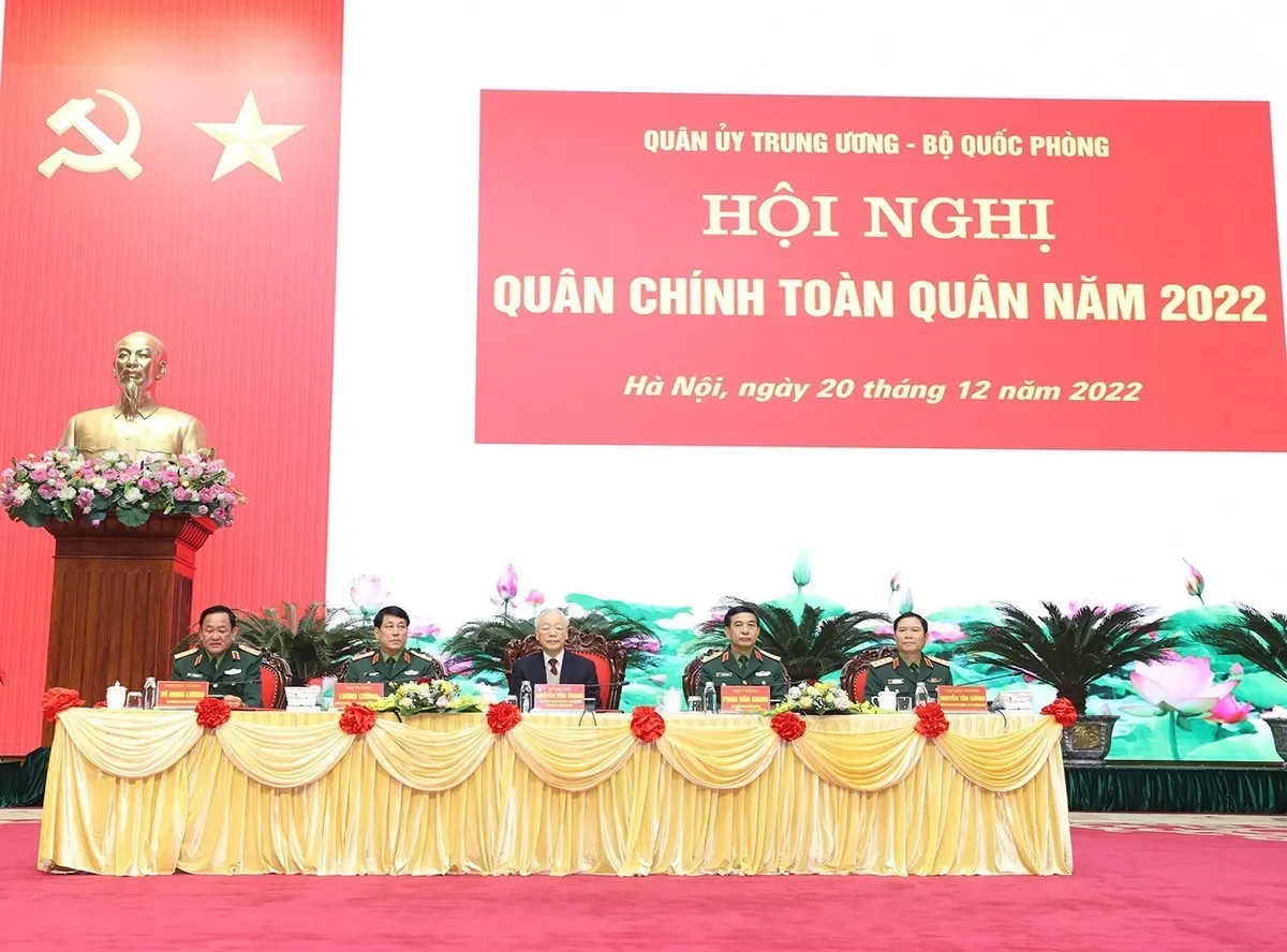 Tổng Bí thư Nguyễn Phú Trọng chỉ đạo Hội nghị Quân chính toàn quân năm 2022 - Ảnh 6.