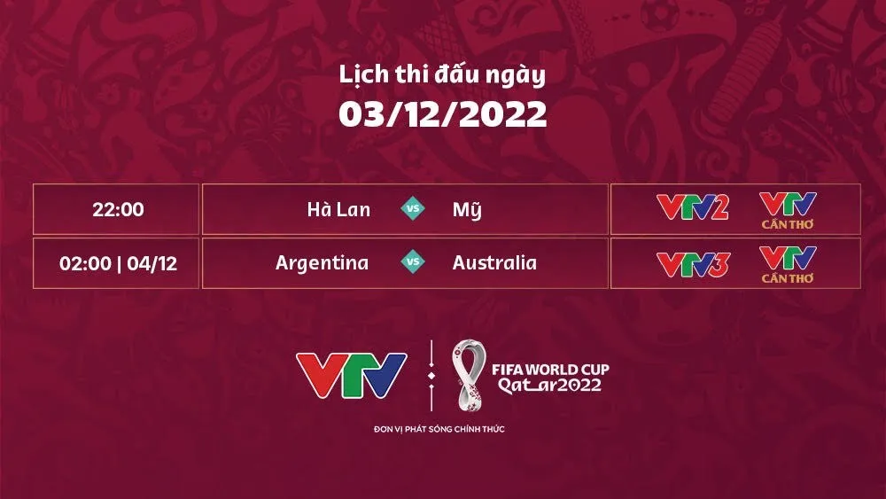 Lịch thi đấu và trực tiếp World Cup hôm nay trên VTV: Hà Lan vs Mỹ, Argentina vs Australia - Ảnh 1. Lịch thi đấu và trực tiếp World Cup hôm nay trên VTV: Hà Lan vs Mỹ, Argentina vs Australia - Ảnh 1.