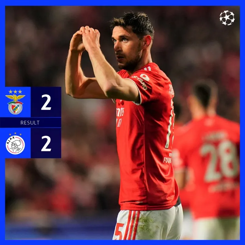 Kết quả vòng 1/8 Champions League sáng 24/2: Man Utd thoát thua trên sân Atletico Madrid, Benfica hoà kịch tính Ajax - Ảnh 3. Kết quả vòng 1/8 Champions League sáng 24/2: Man Utd thoát thua trên sân Atletico Madrid, Benfica hoà kịch tính Ajax - Ảnh 3.
