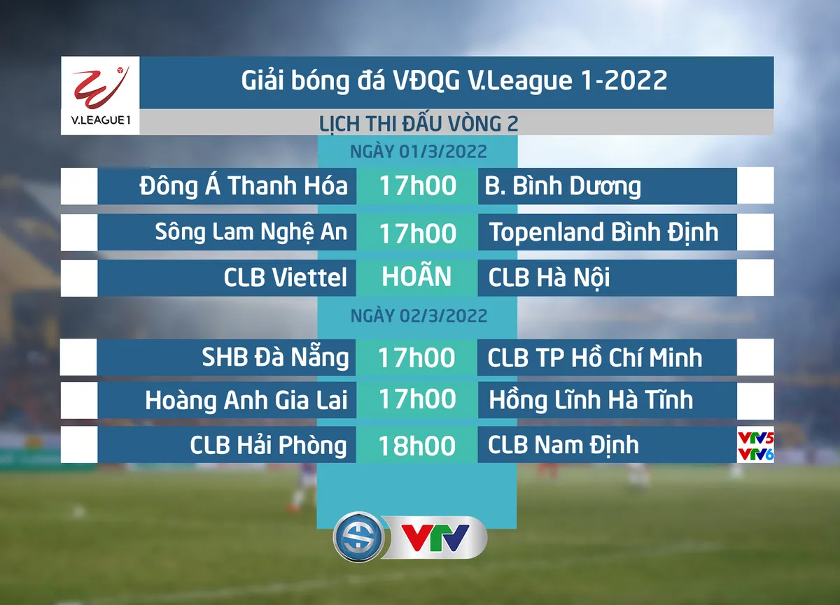 Lịch thi đấu và trực tiếp vòng 2 V.League 2022: Tâm điểm CLB Hải Phòng - CLB Nam Định - Ảnh 1. Lịch thi đấu và trực tiếp vòng 2 V.League 2022: Tâm điểm CLB Hải Phòng - CLB Nam Định - Ảnh 1.