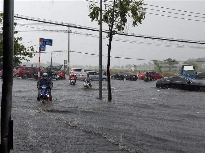 Mưa như trút, nhiều tuyến đường TP Hồ Chí Minh và Bình Dương ngập nặng - Ảnh 10.