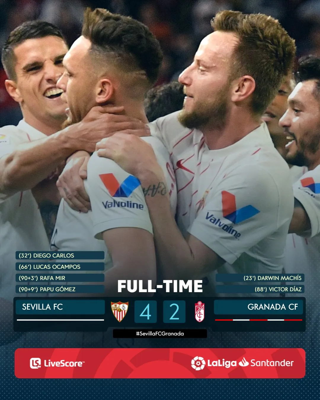 Sevilla thắng nghẹt thở Granada trong trận đấu có 6 bàn thắng - Ảnh 1. Sevilla thắng nghẹt thở Granada trong trận đấu có 6 bàn thắng - Ảnh 1.