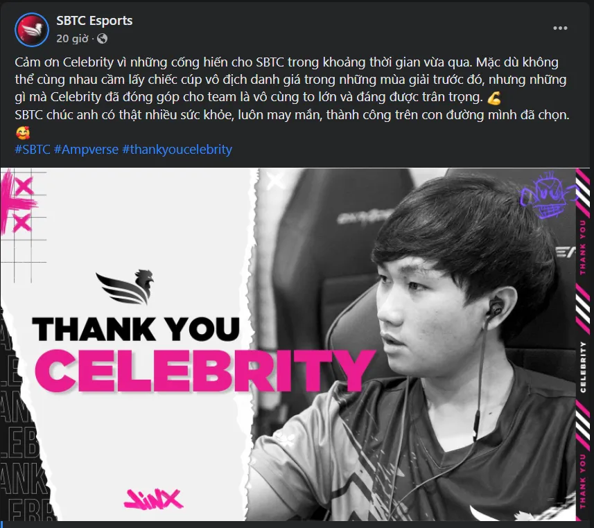 SBTC Esports chia tay si&ecirc;u xạ thủ Celebrity - Ảnh 1.