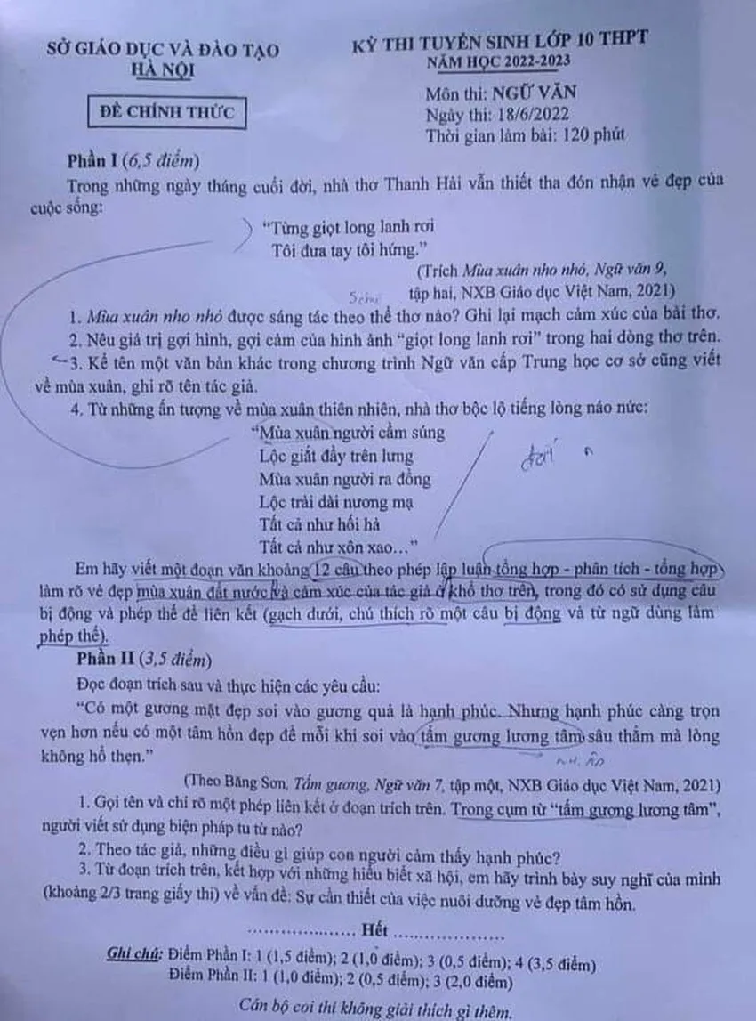 Đề thi môn Văn vừa sức với thí sinh thi vào 10 ở Hà Nội - Ảnh 1.