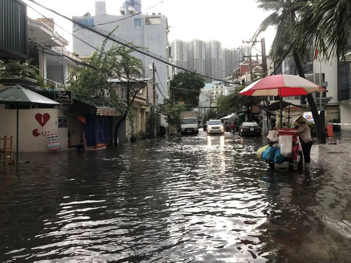 Nhiều tuyến đường ở TP Hồ Chí Minh ngập sâu sau cơn mưa lớn - Ảnh 1.