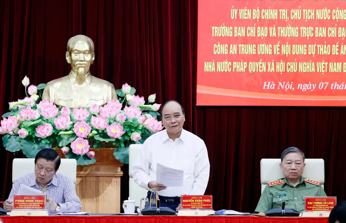 Chủ tịch nước chủ trì làm việc với Bộ Công an, Bộ Tư pháp về Đề án xây dựng Nhà nước pháp quyền - Ảnh 1.