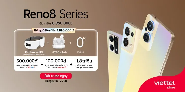 Viettel Store chính thức nhận đặt trước OPPO Reno8 Series chỉ từ 8.990.000đ - Ảnh 1.