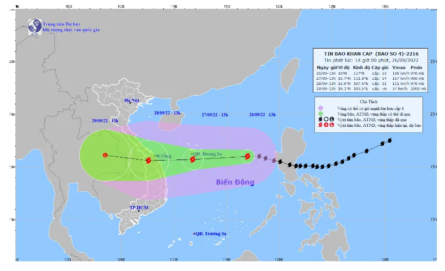 Bão số 4 giật cấp 15, cách quần đảo Hoàng Sa 580 km, sóng biển cao từ 9-11m - Ảnh 1.