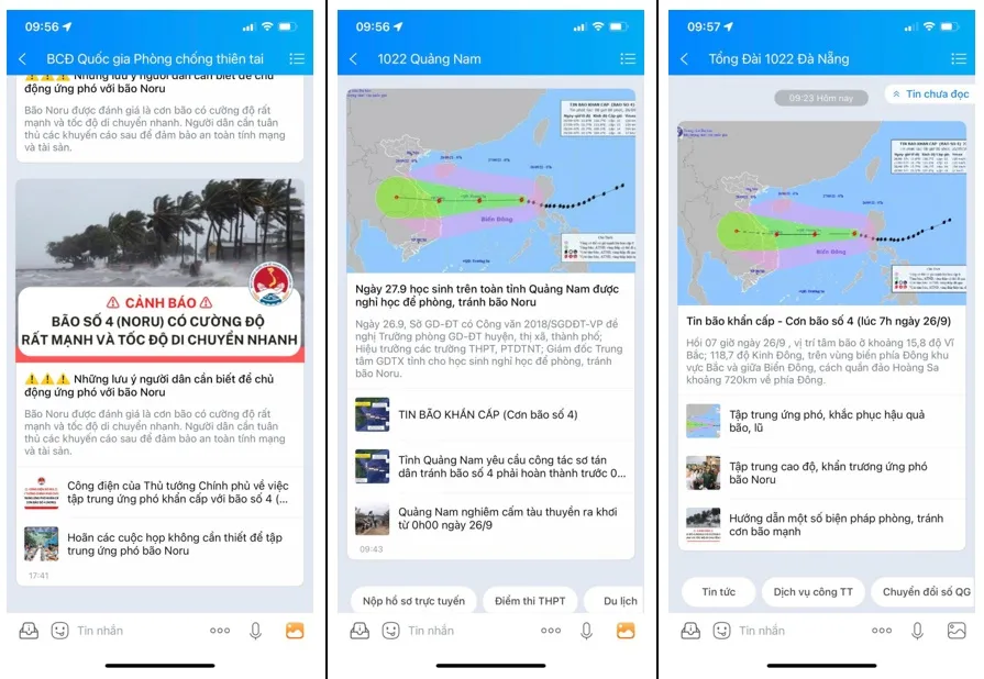 Cập nhật tin khẩn về bão Noru qua tài khoản Zalo chính thức của các tỉnh miền Trung - Ảnh 1.
