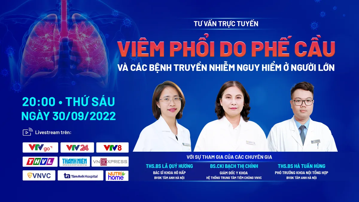 Tư vấn trực tuyến: Viêm phổi do phế cầu và các bệnh truyền nhiễm nguy hiểm ở người lớn - Ảnh 1. Tư vấn trực tuyến: Viêm phổi do phế cầu và các bệnh truyền nhiễm nguy hiểm ở người lớn - Ảnh 1.