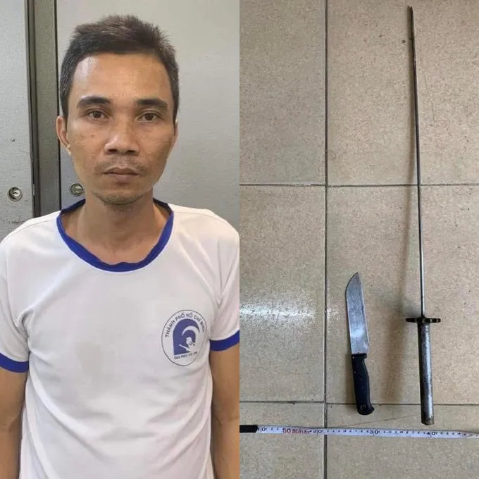 Bắt người đ&agrave;n &ocirc;ng d&ugrave;ng c&acirc;y xi&ecirc;n thịt đ&acirc;m c&ocirc;ng an - Ảnh 1.