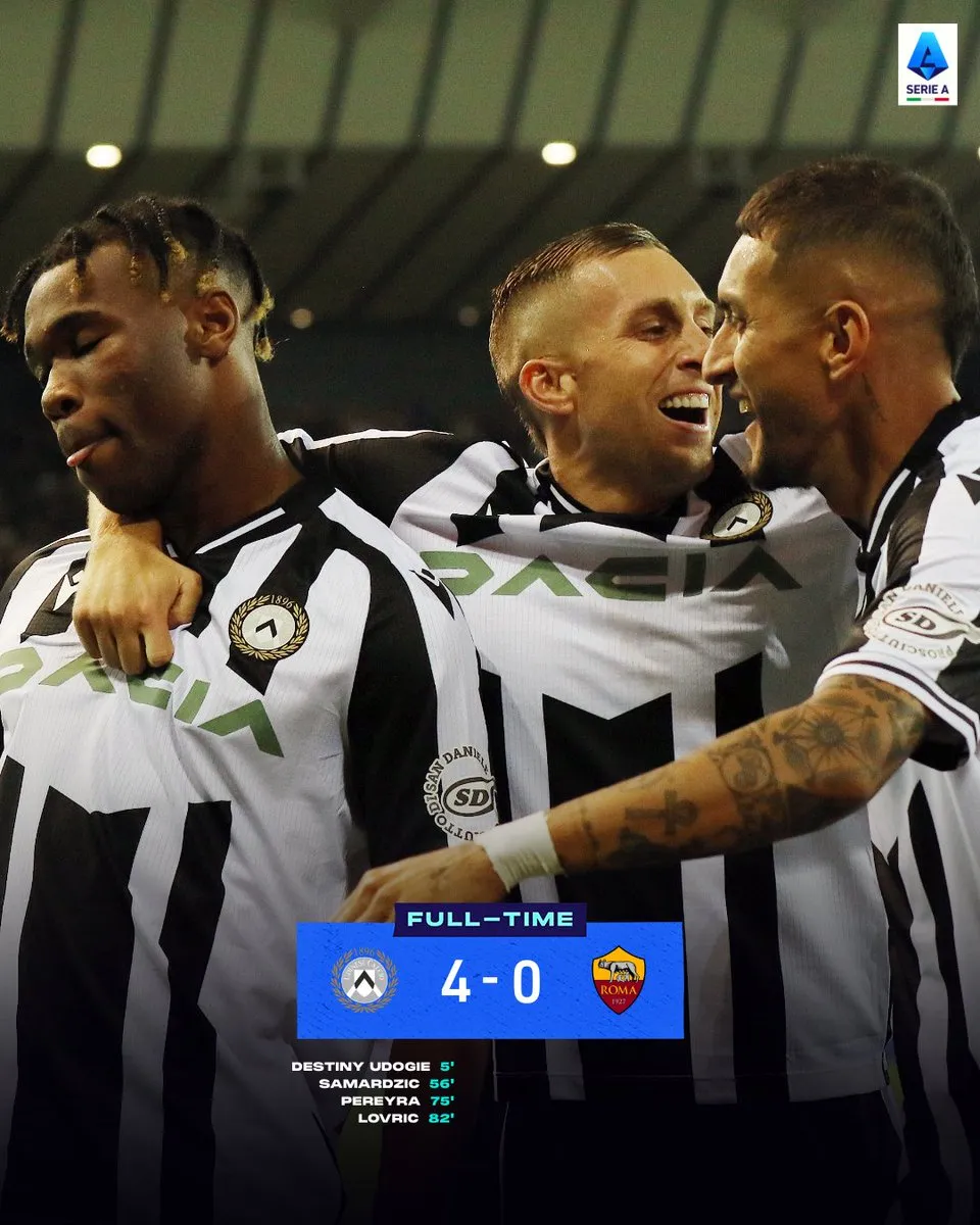 AS Roma bất ngờ thua đậm Udinese - Ảnh 2. AS Roma bất ngờ thua đậm Udinese - Ảnh 2.
