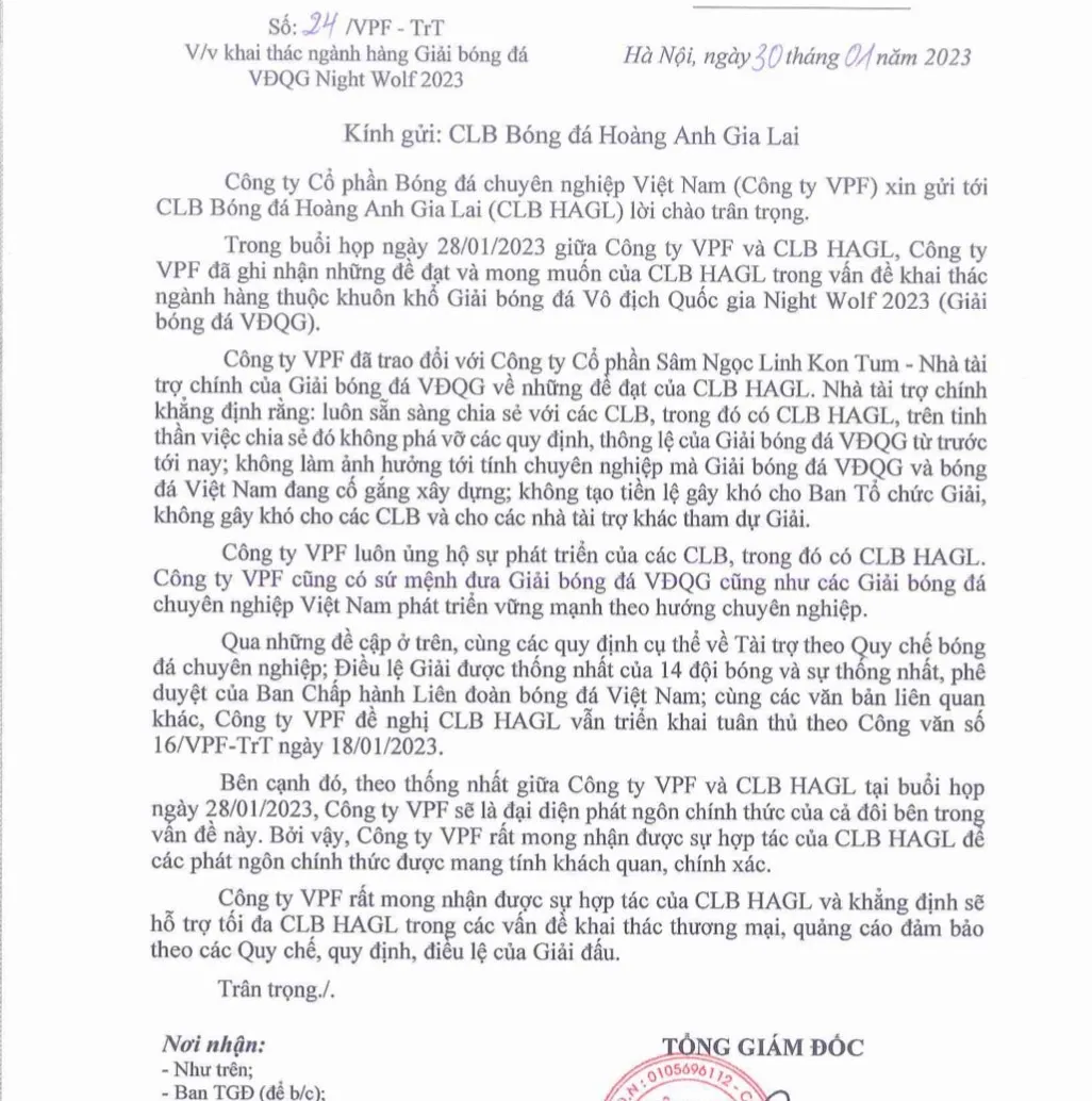 Mâu thuẫn giữa VPF và Hoàng Anh Gia Lai đã được giải quyết - Ảnh 2. Mâu thuẫn giữa VPF và Hoàng Anh Gia Lai đã được giải quyết - Ảnh 2.