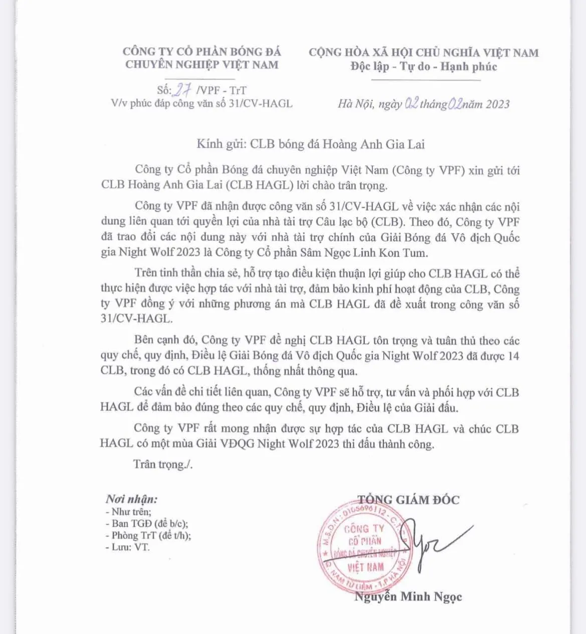 VPF chấp nhận đề xuất, Hoàng Anh Gia Lai vẫn dự V.League 2023 - Ảnh 1. VPF chấp nhận đề xuất, Hoàng Anh Gia Lai vẫn dự V.League 2023 - Ảnh 1.