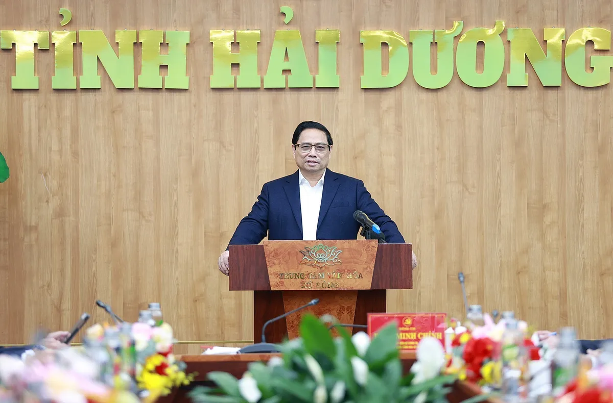 Thủ tướng Phạm Minh Chính làm việc với Ban Thường vụ Tỉnh ủy Hải Dương - Ảnh 1. Thủ tướng Phạm Minh Chính làm việc với Ban Thường vụ Tỉnh ủy Hải Dương - Ảnh 1.