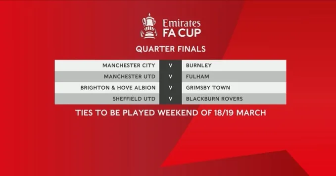 Bốc thăm tứ kết FA Cup | Man Utd gặp Fulham, Man City gặp Burnley - Ảnh 1. Bốc thăm tứ kết FA Cup | Man Utd gặp Fulham, Man City gặp Burnley - Ảnh 1.