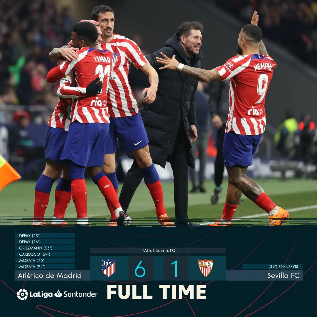 Vòng 24 La Liga: Atletico trút mưa bàn thắng vào lưới Sevilla - Ảnh 1. Vòng 24 La Liga: Atletico trút mưa bàn thắng vào lưới Sevilla - Ảnh 1.