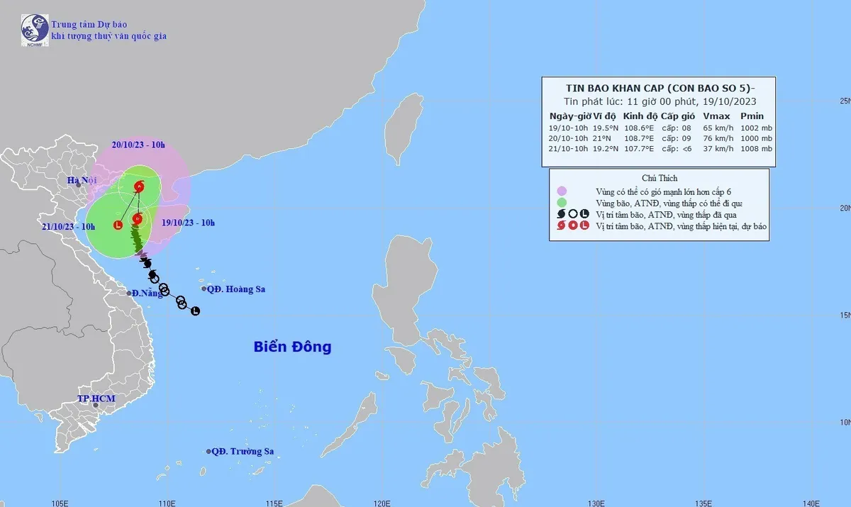 Bão số 5 di chuyển theo hướng Bắc với tốc độ khoảng 10km/giờ - Ảnh 1.