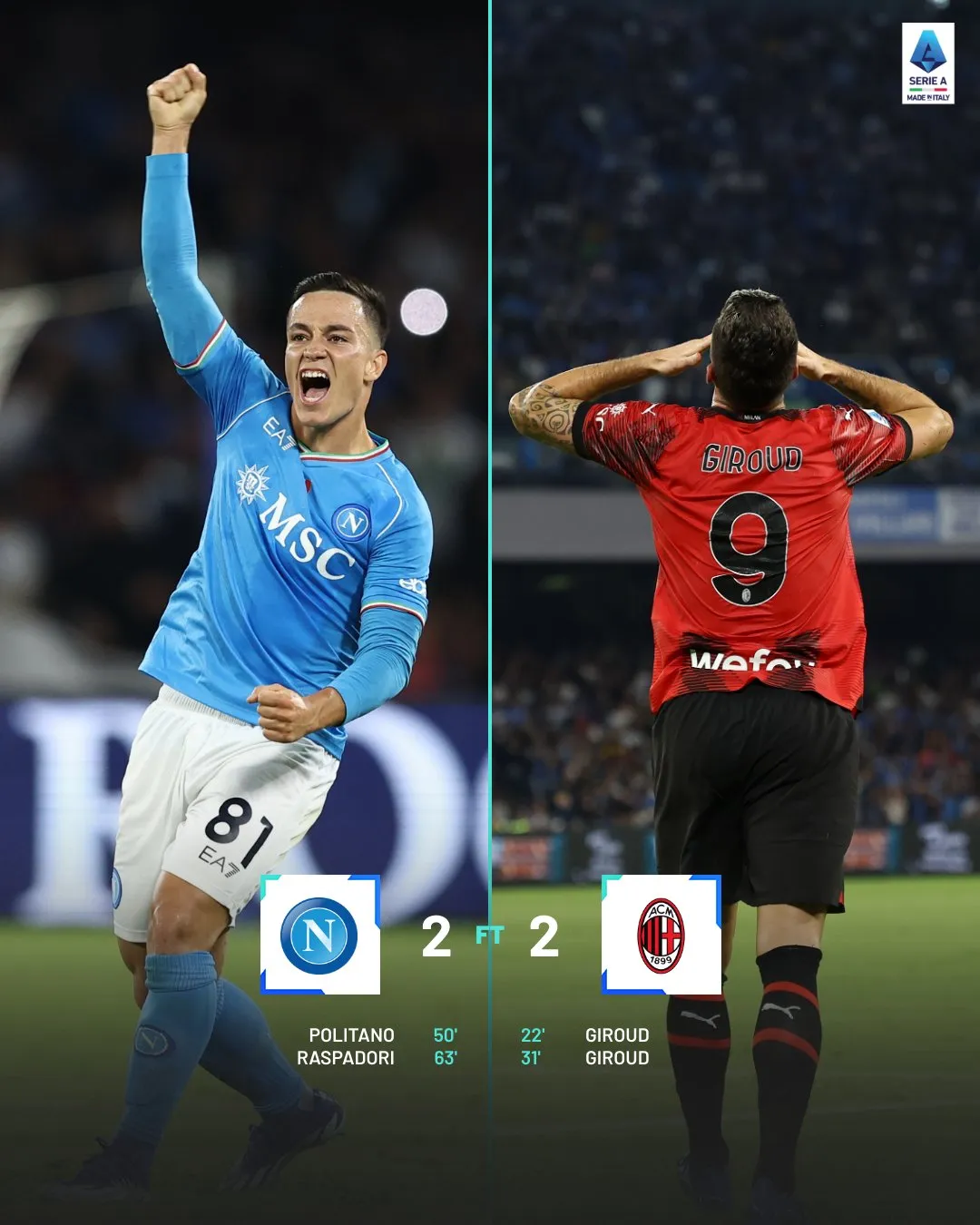 Vòng 10 Serie A | AC Milan hòa đáng tiếc trên sân Napoli - Ảnh 1.
