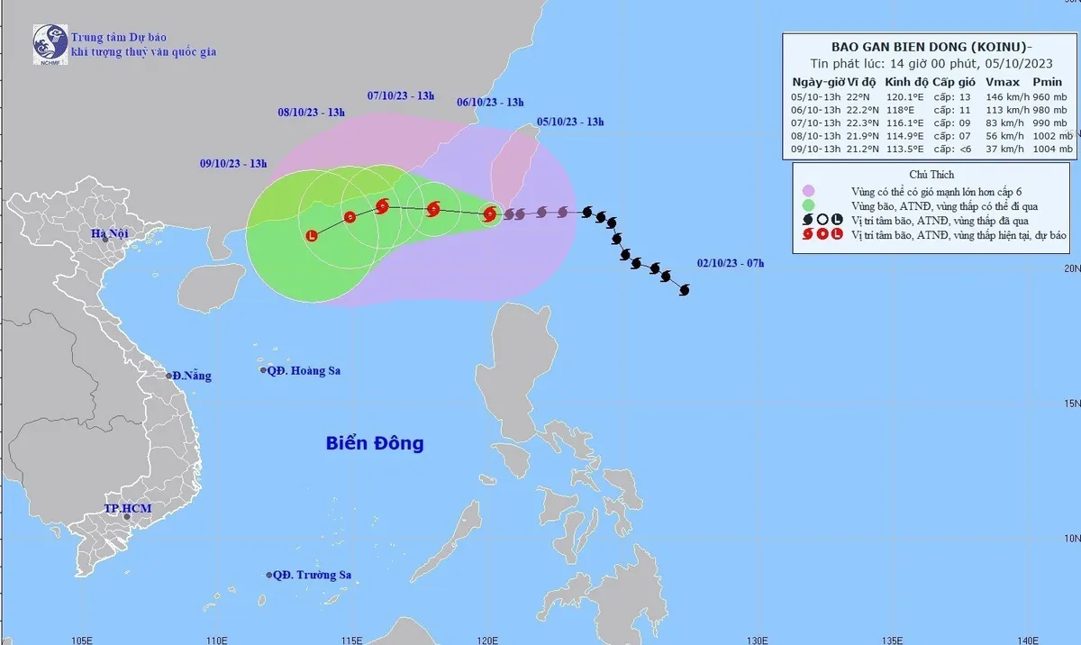Bão KOINU đã đi vào Biển Đông, trở thành bão số 4 - Ảnh 1.