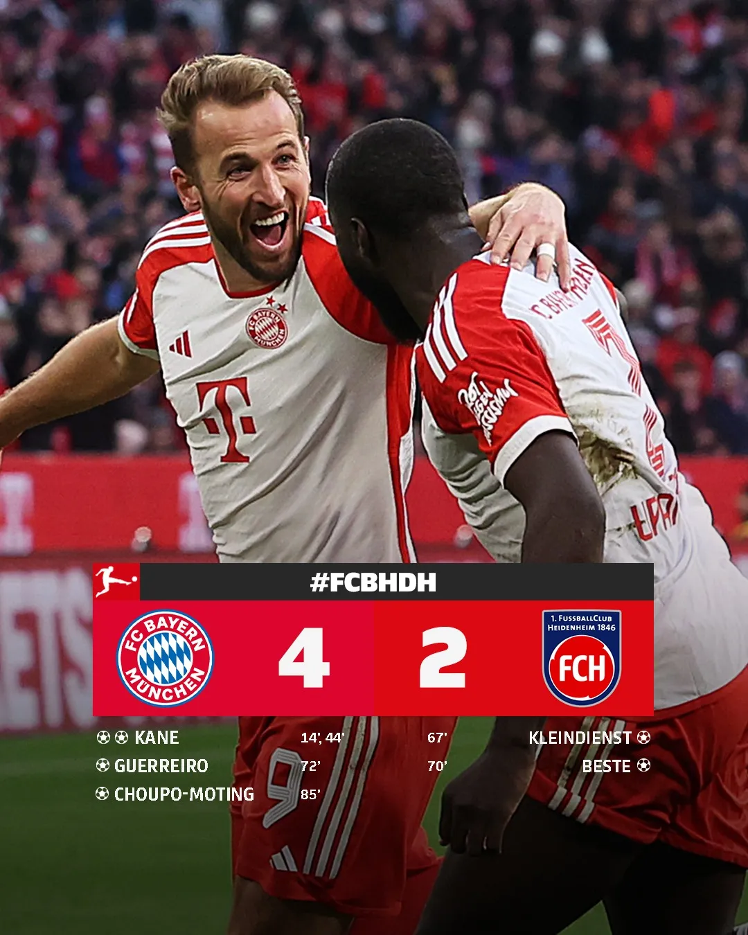 Harry Kane lập cú đúp, Bayern Munich lên đỉnh bảng Bundesliga - Ảnh 1. Harry Kane lập cú đúp, Bayern Munich lên đỉnh bảng Bundesliga - Ảnh 1.