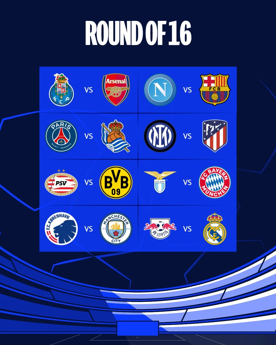 Bốc thăm các cặp đấu vòng 1/8 UEFA Champions League: Các đại diện Italia gặp khó - Ảnh 1.