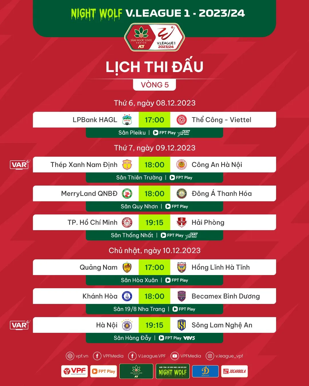 Trước vòng 5 Night Wolf V.League 1-2023/24: Đại chiến tại Thiên Trường - Ảnh 1. Trước vòng 5 Night Wolf V.League 1-2023/24: Đại chiến tại Thiên Trường - Ảnh 1.