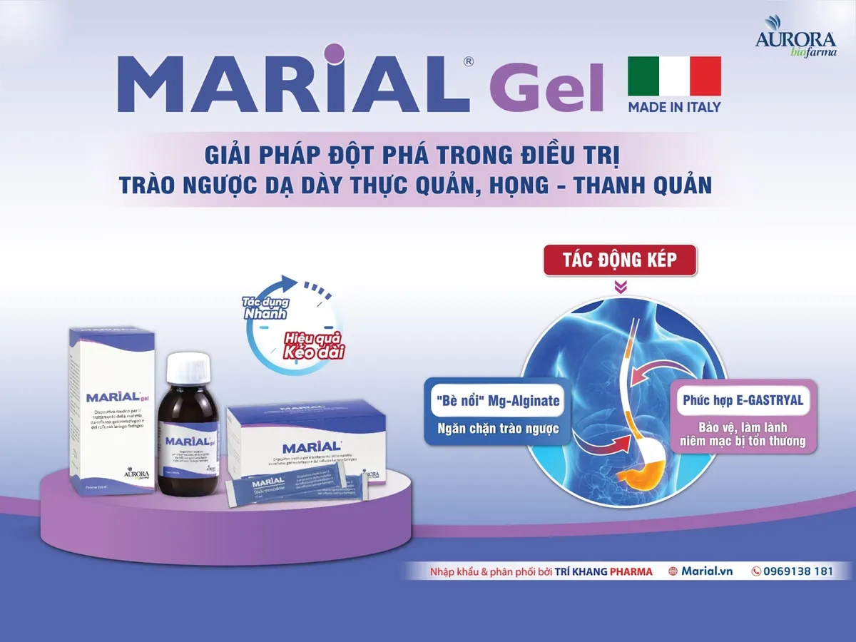 Marial Gel - Giải pháp đột phá trong điều trị trào ngược dạ dày thực quản, họng - thanh quản (GERD & LPR) - Ảnh 1. Marial Gel - Giải pháp đột phá trong điều trị trào ngược dạ dày thực quản, họng - thanh quản (GERD & LPR) - Ảnh 1.