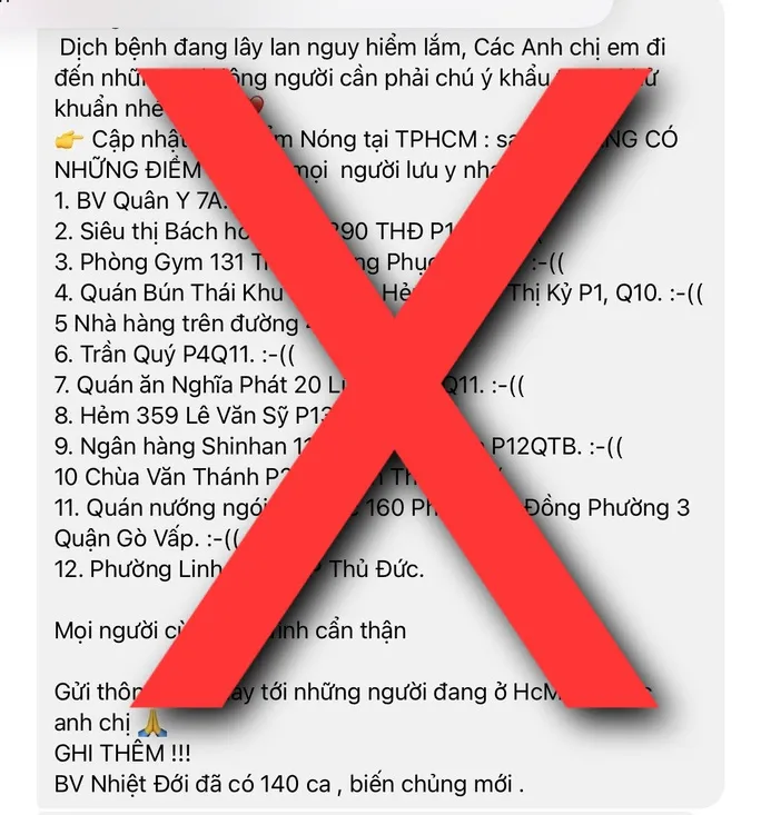 Thành phố Hồ Chí Minh bác bỏ thông tin lan truyền về các điểm nóng COVID-19 - Ảnh 1. Thành phố Hồ Chí Minh bác bỏ thông tin lan truyền về các điểm nóng COVID-19 - Ảnh 1.