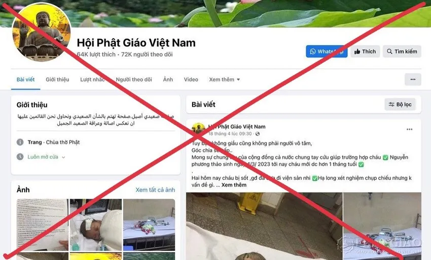 Giả mạo fanpage của Giáo hội Phật giáo để lừa đảo - Ảnh 1.