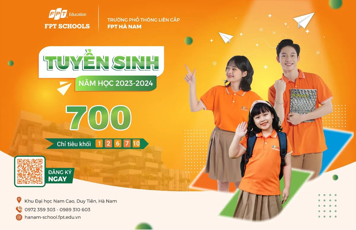Trường Tiểu học, THCS v&agrave; THPT FPT H&agrave; Nam tuyển sinh hơn 700 chỉ ti&ecirc;u năm học 2023-2024 - Ảnh 1.