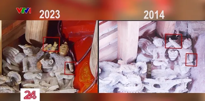 Cột đ&igrave;nh Thổ Tang c&oacute; m&agrave;u sơn mới, người y&ecirc;u di sản lo lắng - Ảnh 2.