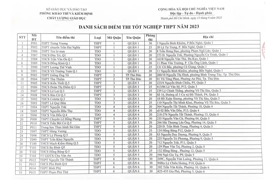 TP Hồ Chí Minh công bố 156 điểm thi tốt nghiệp THPT - Ảnh 1.