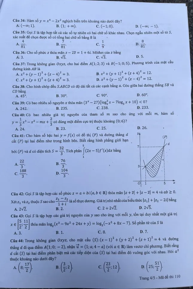 CHÍNH THỨC: Đề thi Toán tốt nghiệp THPT 2023 - Ảnh 14.