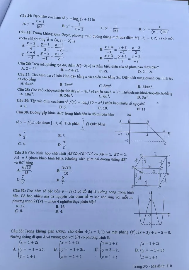CHÍNH THỨC: Đề thi Toán tốt nghiệp THPT 2023 - Ảnh 13.