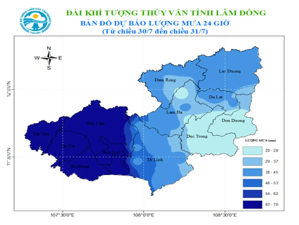 Tỉnh L&acirc;m Đồng khuyến c&aacute;o kh&ocirc;ng n&ecirc;n di chuyển về hướng TP Hồ Ch&iacute; Minh trong đ&ecirc;m 30/7 - Ảnh 1.