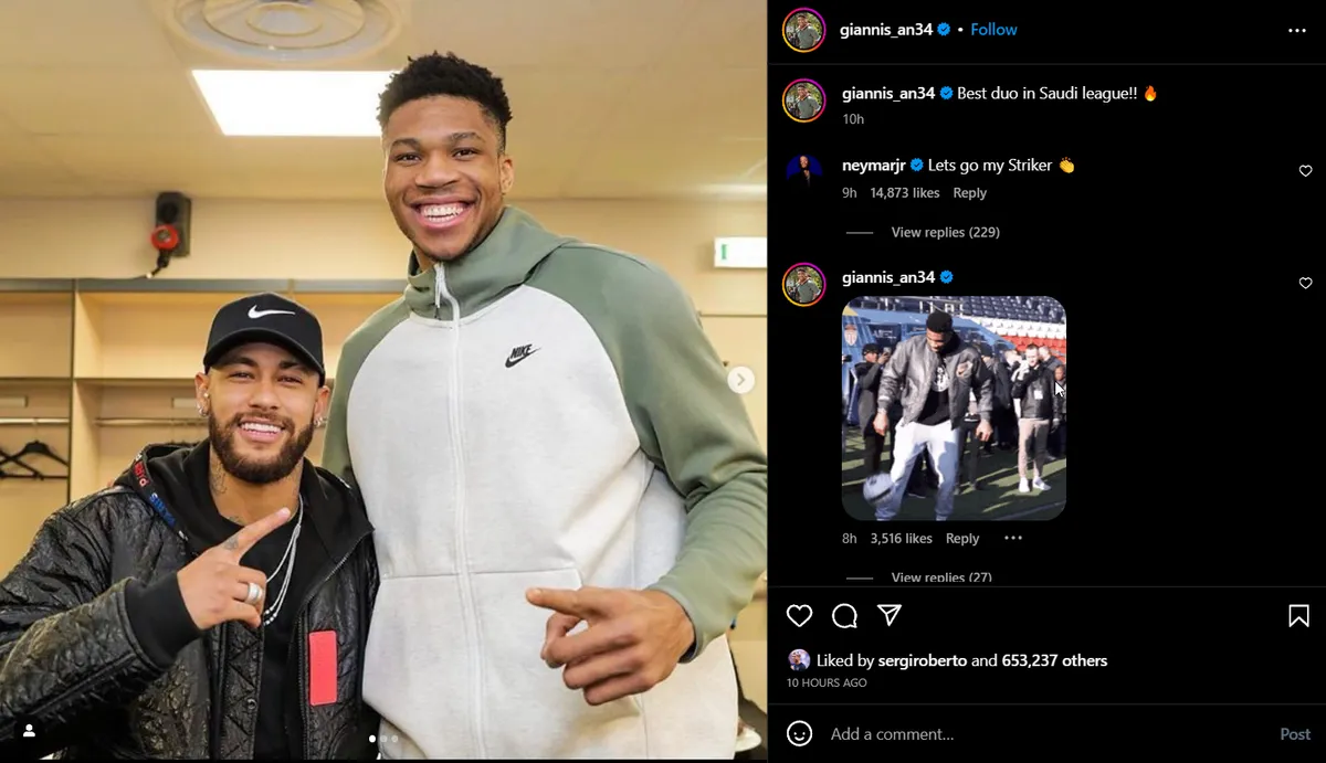 Neymar gặp ng&ocirc;i sao NBA tại Ả Rập - Ảnh 1.