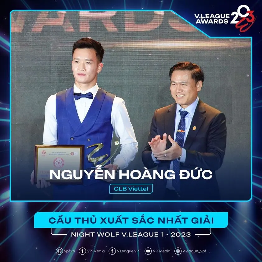 Hoàng Đức giành giải thưởng Cầu thủ xuất sắc nhất V.League 2023 - Ảnh 1. Hoàng Đức giành giải thưởng Cầu thủ xuất sắc nhất V.League 2023 - Ảnh 1.