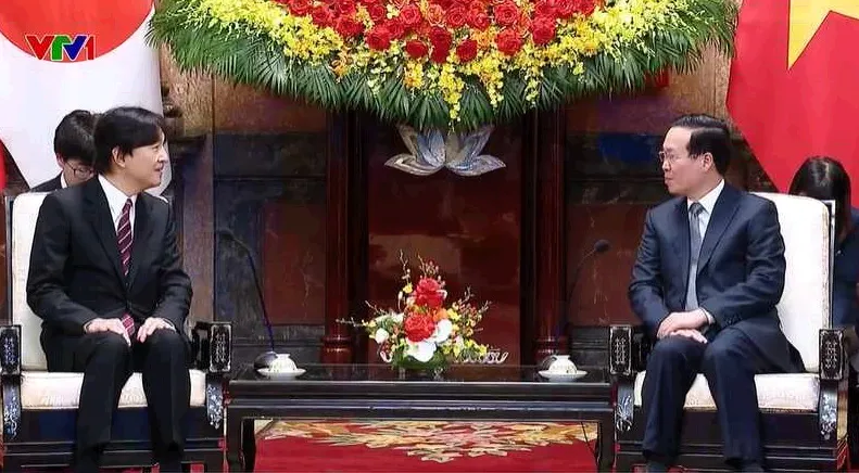 Chủ tịch nước V&otilde; Văn Thưởng tiếp Ho&agrave;ng Th&aacute;i tử Nhật Bản - Ảnh 1.