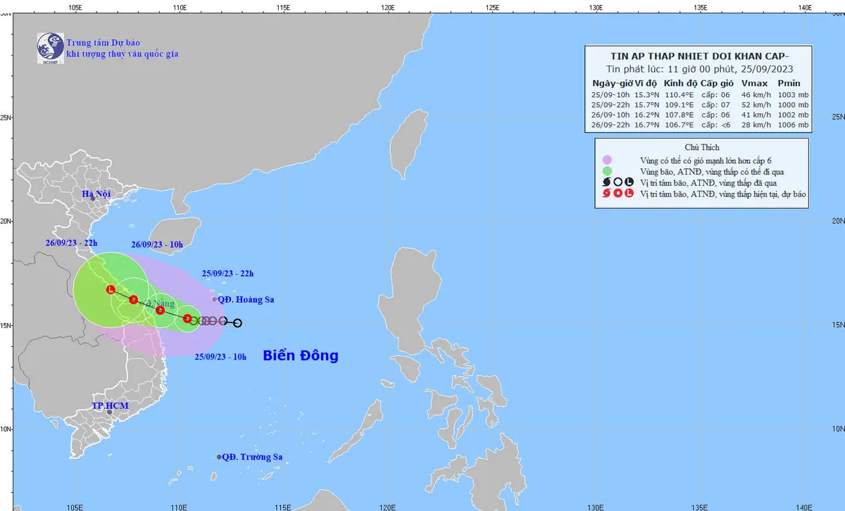 Sáng 26/9, áp thấp nhiệt đới sẽ đi vào Trung bộ - Ảnh 1.